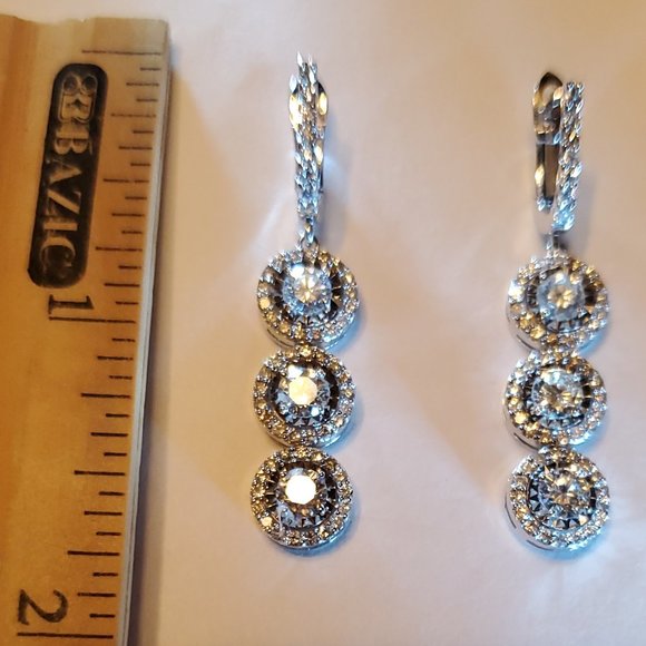 14K  WHITE  GOLD  DIAMOND  EARRINGS. - Picture 6 of 12